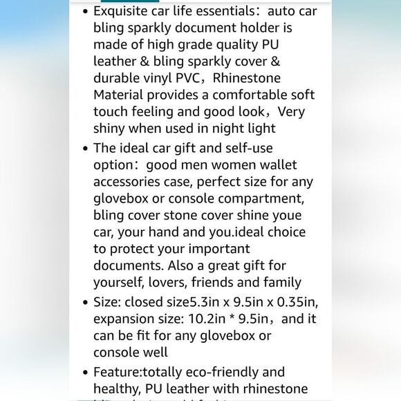 Toursuit Rhinestone Document Organizer- Black - Picture 5 of 9